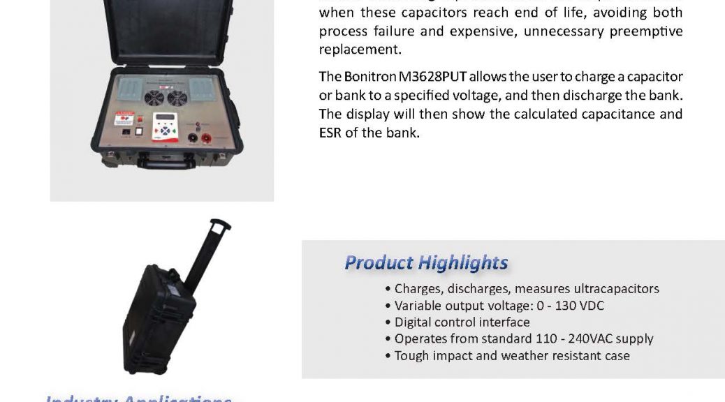 Bonitron - Portable Ultracapacitor Tester Information Sheet: M3628PUT Series