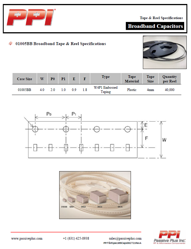 PPI Broadband Capacitors Tape & Reel Specifications RELL Power